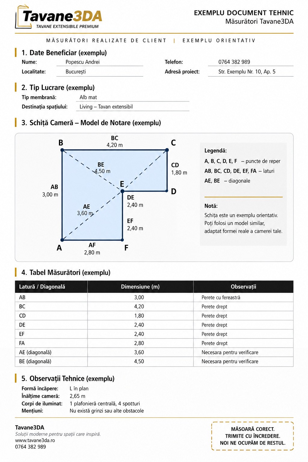 Exemplu document tehnic măsurători Tavane3DA