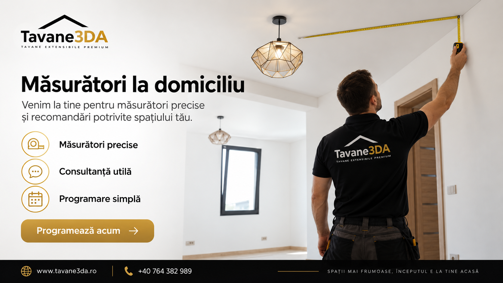 Măsurători profesionale la domiciliu Tavane 3DA
